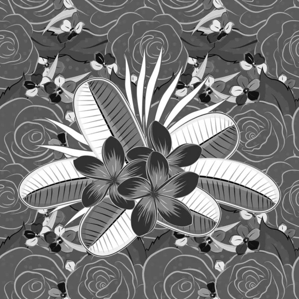 Stilvolle Tapete Mit Plusgrau Blumen Abstrakter Vektorhintergrund Florales Nahtloses Muster — Stockvektor