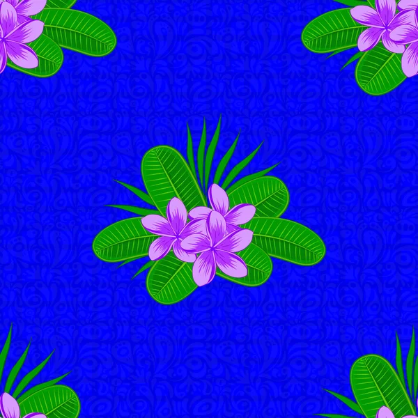 Εικονογράφηση Διανύσματος Παραδοσιακά Ινδική Floral Αδιάλειπτη Μοτίβο Λουλούδια Motley Plumeria — Διανυσματικό Αρχείο
