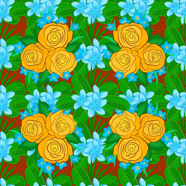 Impresión Ornamental Sin Costuras Color Amarillo Verde Azul Puede Utilizar — Archivo Imágenes Vectoriales