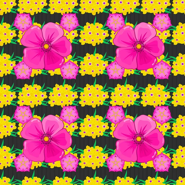 Nahtloser Blumenschmuck Moderne Primeln Mit Königlichen Blüten Farbiges Orient Muster — Stockvektor