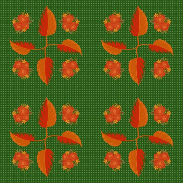 Απρόσκοπτη Φόντο Πράσινο Πορτοκαλί Και Κόκκινα Τριαντάφυλλα Διάνυσμα Απρόσκοπτη Φόντο — Διανυσματικό Αρχείο
