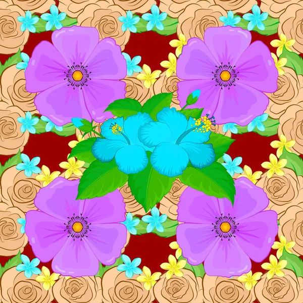 Tono Floral Vectorial Abstracto Clásico Sin Costuras Fondo Rojo Intersectando — Vector de stock