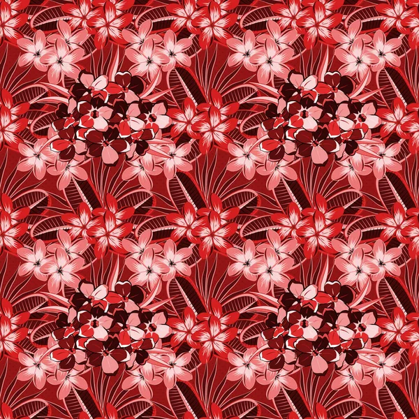 Imprimé Floral Mignon Abstrait Couleurs Rouge Rose Illustration Vectorielle Lumineux — Image vectorielle