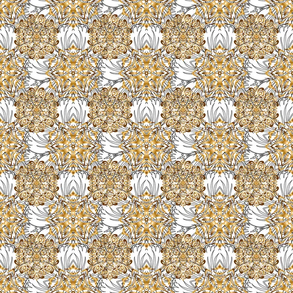 Vektor Sømløse Mønster Med Guld Ornament Golden Tekstur Baggrund – Stock-vektor