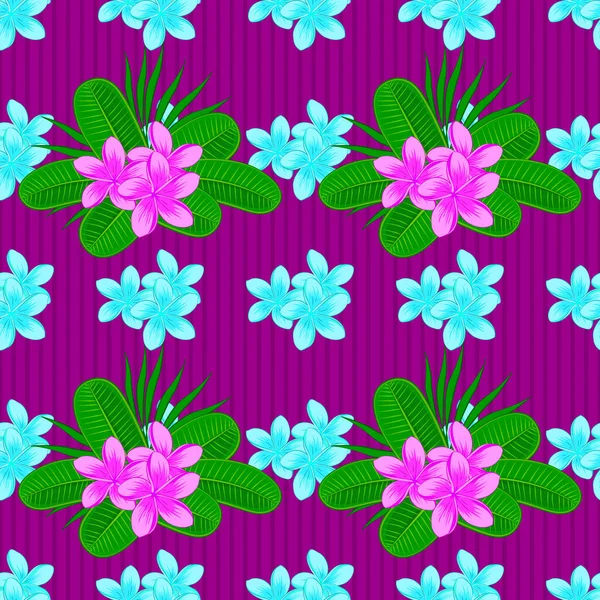 Modelo Floral Sin Costuras Del Vector Con Flores Plumeria Hojas — Vector de stock