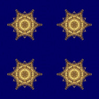 Davetiye kartı, hatıra defteri, pankart, kartpostal, dövme, yoga, boho, sihir, halı, fayans ya da dantel için. Dekoratif vektör süsleme altın mandala simgesi kart için izole, mavi arka planda altın mandala.