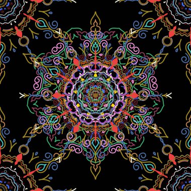 Vektör çizimi. Dekoratif tasarım unsuru filigran hat sanatı. Retro dikişsiz antika şekilli akanthus. Yeşil ve pembe klasik barok süsü..