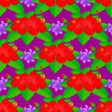 Mor arka planda sevimli amber çiçekleri olan kusursuz bir desen. Vektör illüstrasyonu.