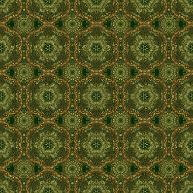 Eşkenar dörtgen ve düğümlerle Geometrik arkaplan. Vektör altın doku. Altın arka plan. Yeşil arka planda vektörsüz desen. Kusursuz geometrik desen. Soyut geometrik desen.