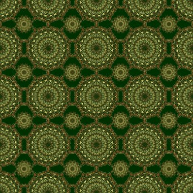 Yeşil bir arka planda, kusursuz altın desen. Vektör lüks altın desen.