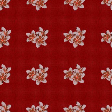 Vektör Plumeria çiçeği. Kırmızı, pembe ve mor renklerde kusursuz desen..