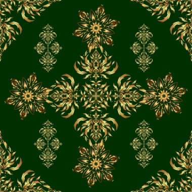 Kusursuz üçgen pullu, lüks altın desenli. Yaratıcılığınız için altın elementlerle birlikte vektör yeşil arkaplan.