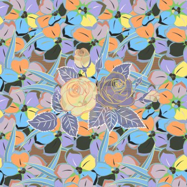 Kusursuz desenli çiçek vektör çizimi