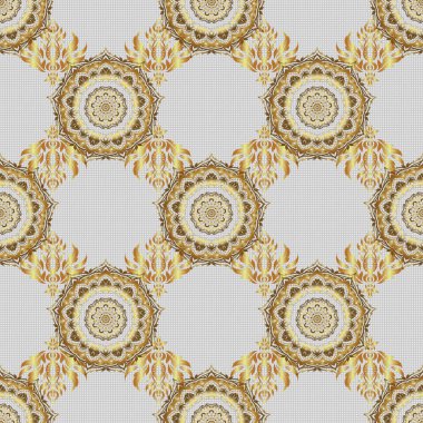 Gri bir arka planda geleneksel oryantasyon süsü. Kusursuz klasik vektör altın deseni.