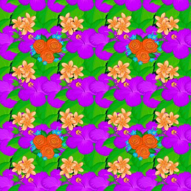 Mavi arka planda çiçek süslemesinin kusursuz dokusu. Amfibik çiçekli optik illüzyon. Vektör illüstrasyonu iç tasarım, baskı, ağ ve tekstil tasarımı için iyidir.