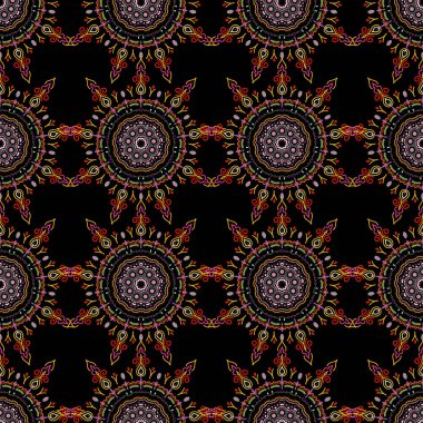 Elle çizilmiş güzel bir tasvir. Çiçek ve Mandala elementleriyle zarif pembe ve sarı pürüzsüz desen..