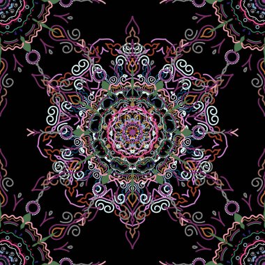 Enfes bir barok şablonu. Pembe ve kahverengi renklerde vektör damasküler desen. Klasik lüks, eski moda İspanyol süsü, duvar kağıtları, tekstil ve ambalaj için kraliyet Victoria dönemi kusursuz dokusu..