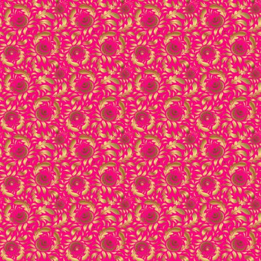 Vektör altın pürüzsüz desen. Eflatun arkaplandaki altın elementlerin dokusu.