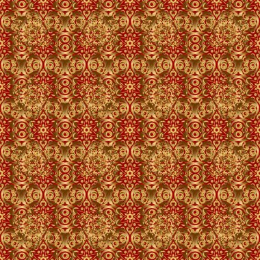 Duvar kağıdı, Noel süsü, konfeti, tekstil, ambalaj için soyut, parlak altın tasarım. Tatil sembolü. Yıldızsız desenli altın ve kırmızı retro arkaplan.