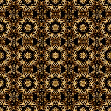 Süs tasarım şablonu. Düğün davetiyeleri, kartvizit, sertifika, logo şablonu için süs çiçekleri. Vektör çemberi altın ızgara ve siyah arkaplan üzerindeki elementler.