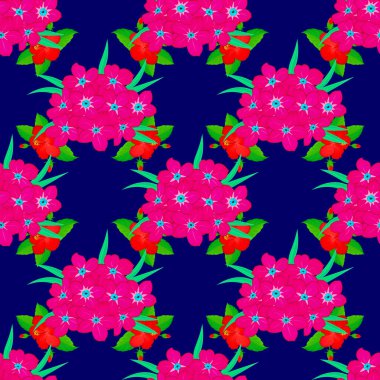 Mavi arkaplandaki suluboya çiçekleri kusursuz desen. Web sayfaları, düğün davetiyeleri, tekstil, duvar kağıtları için vektör romantik arkaplan.