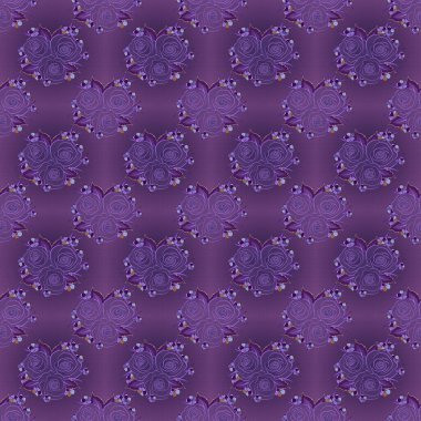 Klasik suluboya güller (elle çizilmiş). Soyut mor ve mor güllerin vektörsüz deseni.