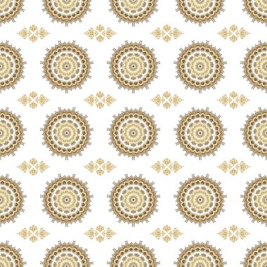 Geleneksel çiçek dekoru. Davetiyeler, tebrik kartları, ambalajlar için süs desenleri. Tasarım için vektör süsleme ögeleri. Beyaz bir arka planda dekoratif altın pürüzsüz desen.