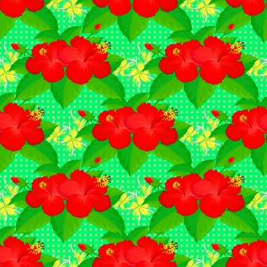 Yeşil arka planda çiçek motifleri olan soyut zarafet deseni. Dekoratif çiçekleri tekrar eden desenler. Vektör illüstrasyonu.