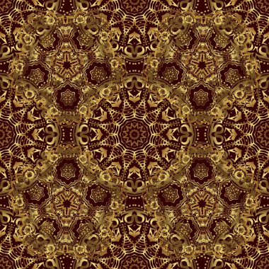 Klasik eskiz. Zarif retro vektör pürüzsüz desen. Kahverengi arkaplanda altın desen.