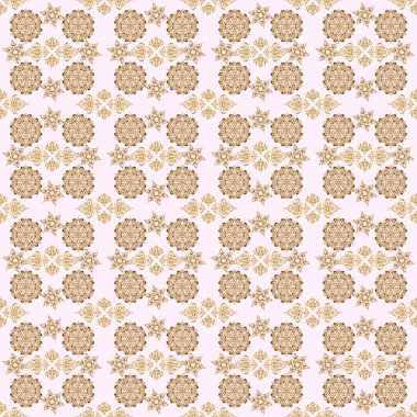 Geleneksel çiçek dekoru. Davetiyeler, tebrik kartları, ambalajlar için süs desenleri. Bej bir arka planda dekoratif altın pürüzsüz desen. Tasarım için vektör süsleme ögeleri.