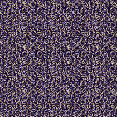 Mavi arka planda, altın rengi, dikişsiz desen. Soyut vektör altın dokusu. Düşük polimer altın desenli illüstrasyon.