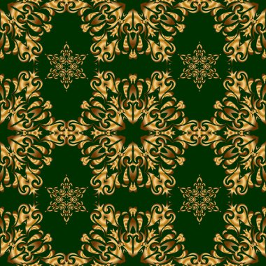 Taylandlı hatlar, yeşil bir zeminde altın desenli. Geleneksel Tayland altın arka planı ve ızgaralı dokusu. Yazdırma, kumaş veya tekstil için altın desenli Tayland ipeği biçimi vektör tasarımı.