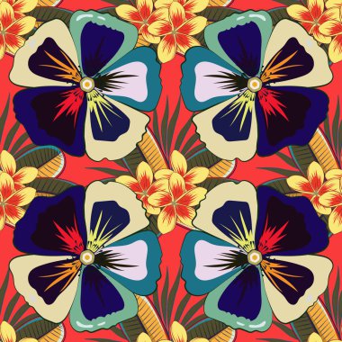 Renksiz çiçek vektör deseni çizimi