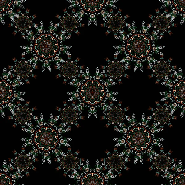 Nahtloser Vektorhintergrund Abstraktes Muster Arabischen Stil Braune Grüne Und Graue — Stockvektor