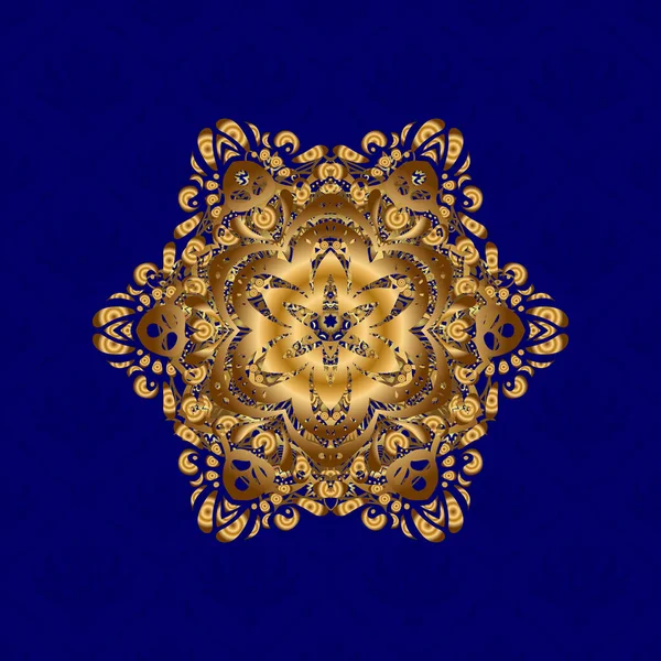 Fondos Azules Elementos Dorados Modelo Decorativo Vectorial Abstracto Mandala Étnica — Archivo Imágenes Vectoriales