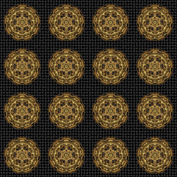 Icône Mandala Ornée Décorative Isolée Pour Carte Mandala Doré Sur — Image vectorielle