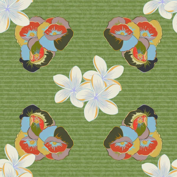 Motif Floral Ethnique Sans Couture Dans Les Couleurs Grises Orange — Image vectorielle