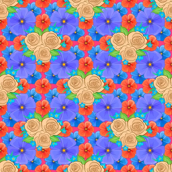 Couleur Motif Vecteur Floral Sans Couture — Image vectorielle