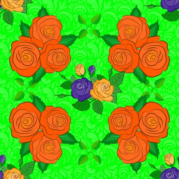 Patrón Sin Costura Floral Marrón Verde Naranja — Archivo Imágenes Vectoriales
