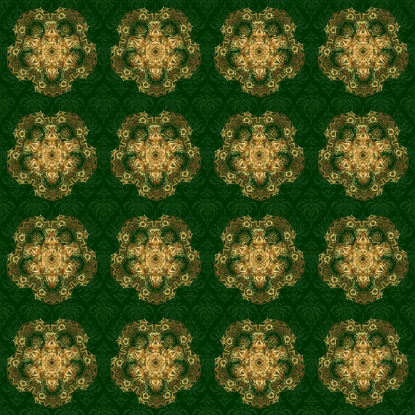 Modèle Mandala Cercle Vectoriel Zentangle Dessiné Main Sur Fond Vert — Image vectorielle