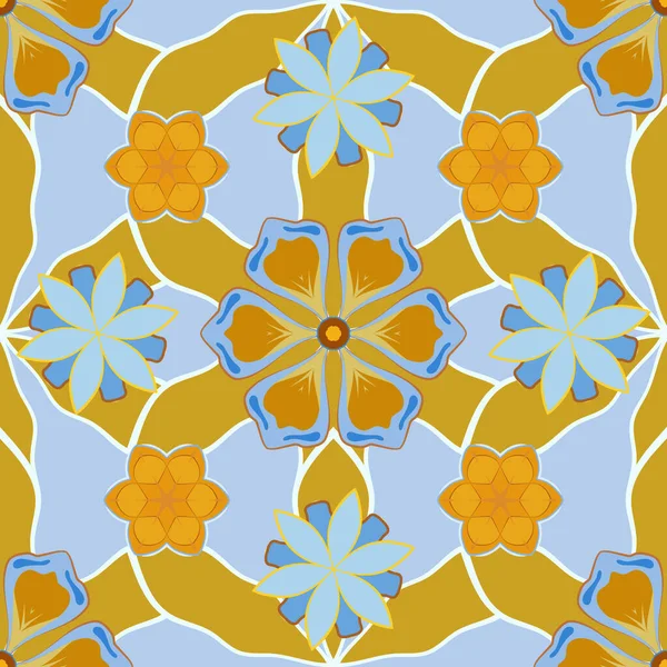 Texture Vectorielle Grise Bleue Jaune Lignes Bigarrées Grilles Motif Sans — Image vectorielle
