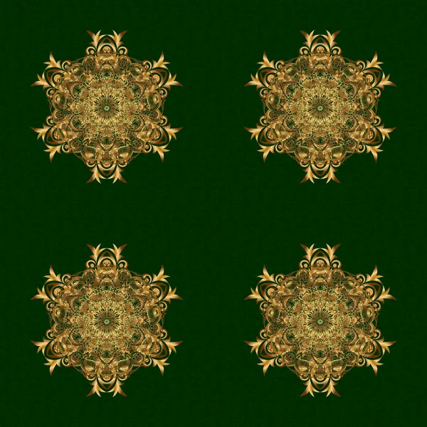 Zdobená Karta Mandalou Zlatých Barvách Zeleném Pozadí Vektorová Islámská Šablona — Stockový vektor