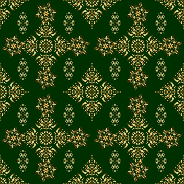 Papel Tapiz Lujo Sobre Verde Ornate Patrón Oro Para Diseño — Vector de stock