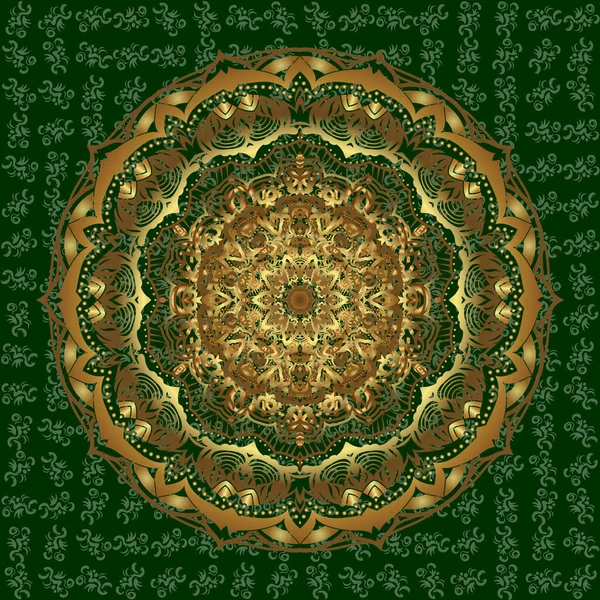 Mandala Vectorial Dibujado Mano Con Patrón Abstracto Dorado Aislado Fondo — Archivo Imágenes Vectoriales