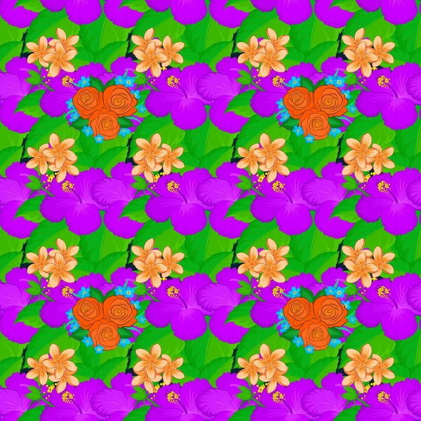 Bezešvé Textury Květinové Ozdoby Modrém Pozadí Optická Iluze Květy Ibišku — Stockový vektor