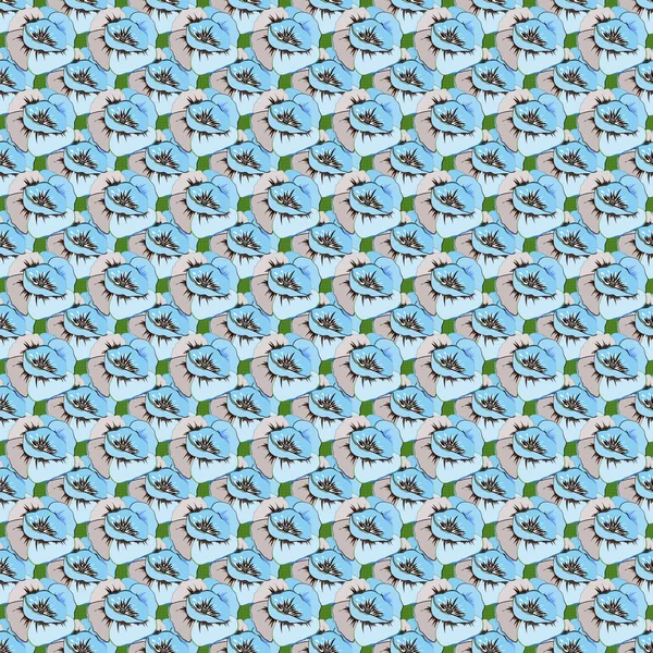 Букети Синіх Сірих Маків Яскравий Безшовний Візерунок Векторні Ілюстрації — стоковий вектор