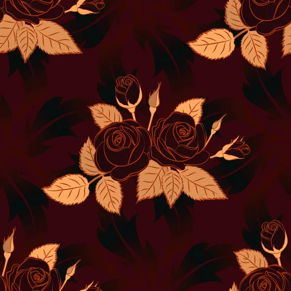 Modèle Vintage Avec Des Fleurs Rose Style Batik Indien Fond — Image vectorielle