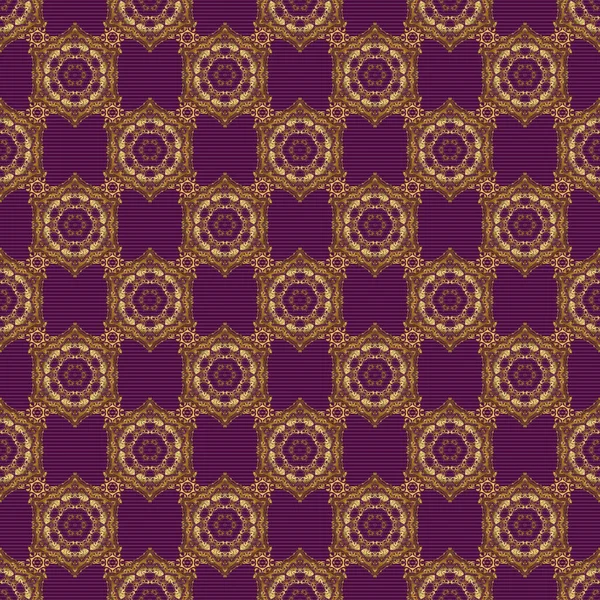 Seamless Pattern Vector Golden Elements Purple Background — Stock Vector