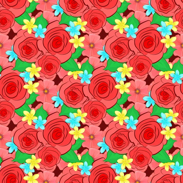 Χρώμα Απρόσκοπτη Απεικόνιση Μοτίβο Floral — Διανυσματικό Αρχείο