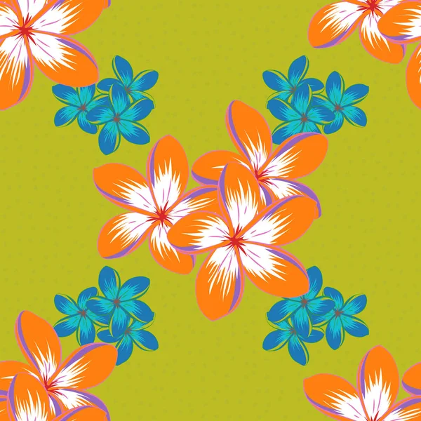 Modelo Floral Sin Costuras Del Vector Con Flores Plumeria Hojas — Vector de stock